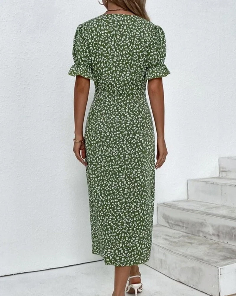 Knoopjurk met V-hals en korte mouwen - Luisa