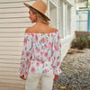 Gebloemde dames chiffon blouse met ruches mouwen – Elvira