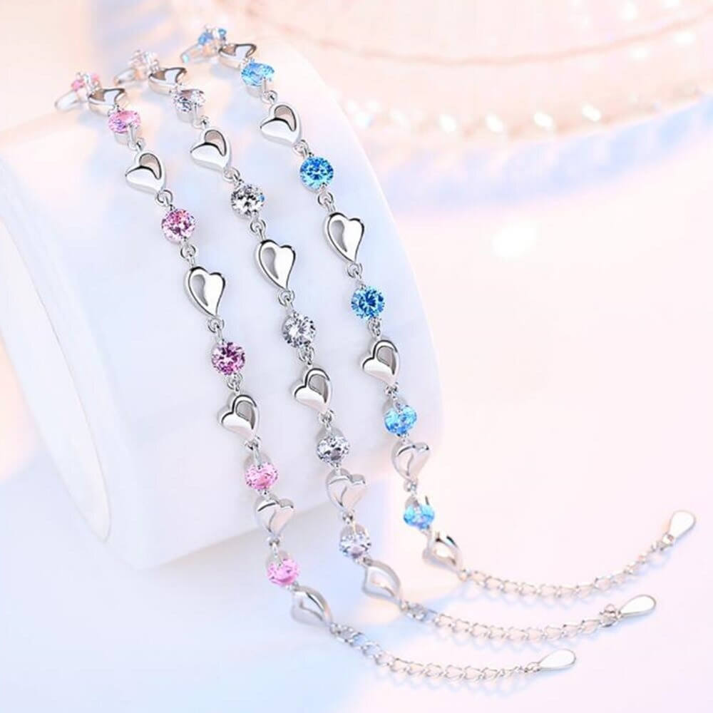 Zilveren Hartvormige Armband - Eloria