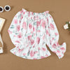 Gebloemde dames chiffon blouse met ruches mouwen – Elvira