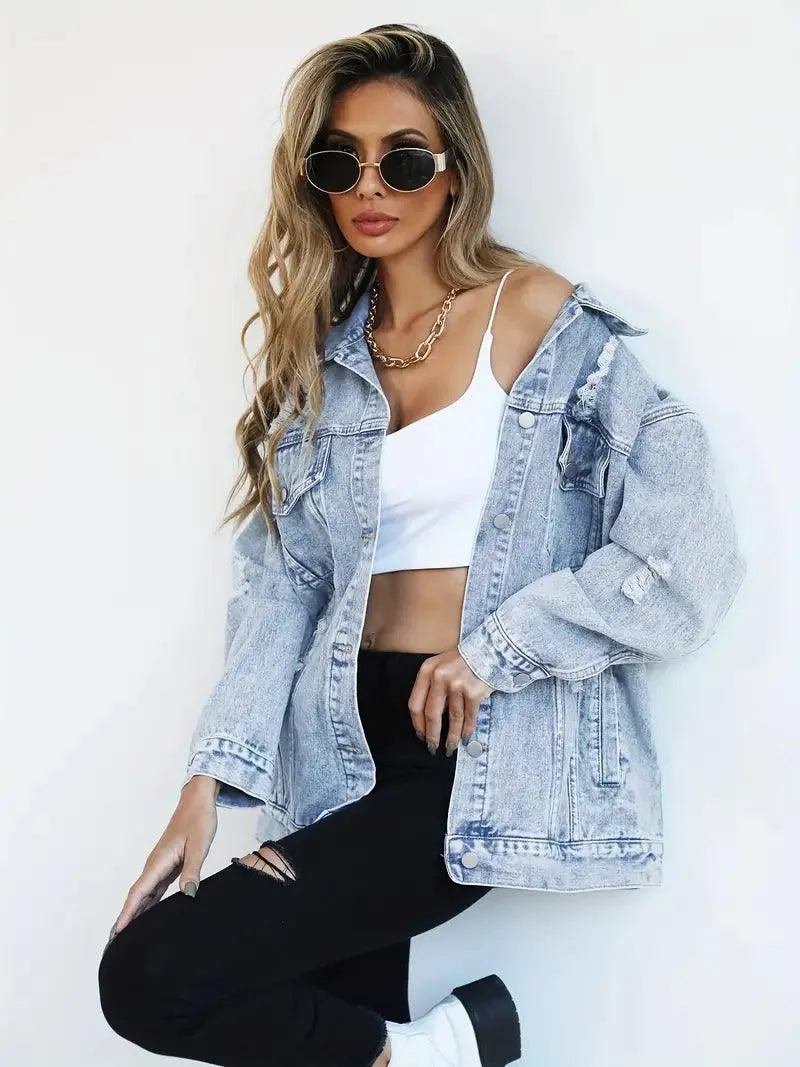 Waterdichte & Gevoerde Oversized Dames Jeansjack – Talia