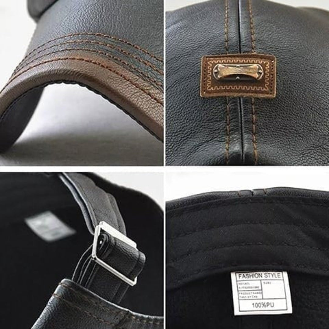 Retro Heren Leren Baret - HeritageCap