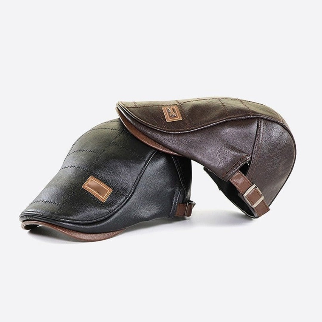 Retro Heren Leren Baret - HeritageCap