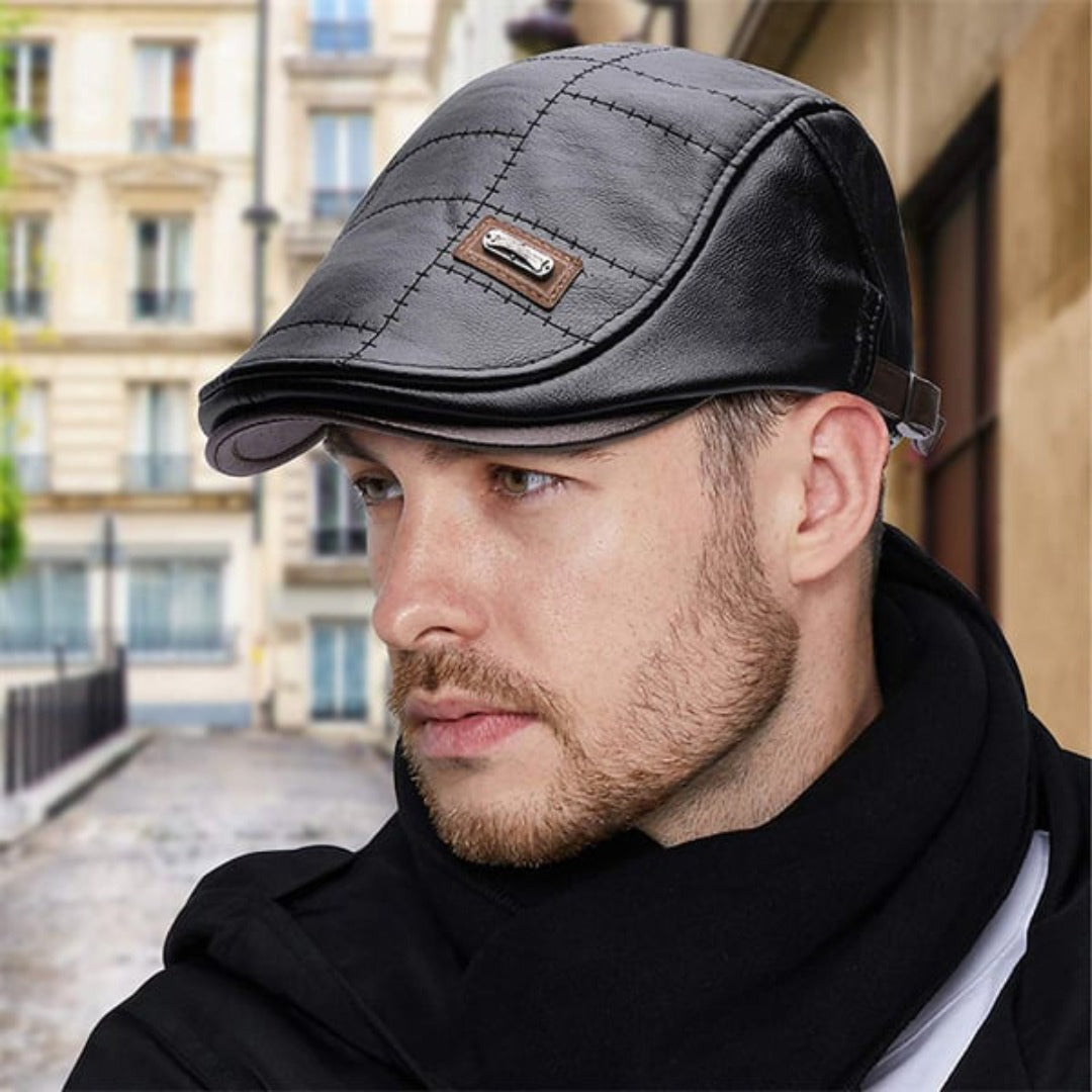 Retro Heren Leren Baret - HeritageCap