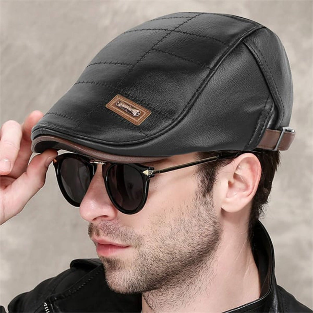Retro Heren Leren Baret - HeritageCap