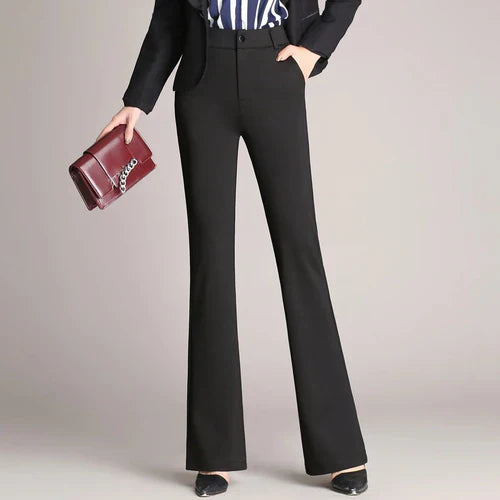 Slanke Uitlopende High Waist Broek – Mila