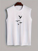 Mouwloos Katoenen Heren Shirt met Vogelprint - Noah