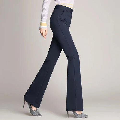 Slanke Uitlopende High Waist Broek – Mila