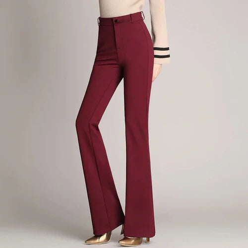 Slanke Uitlopende High Waist Broek – Mila