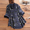 Lichte damesblouse met kattenmotief en knoopsluiting – Kaja