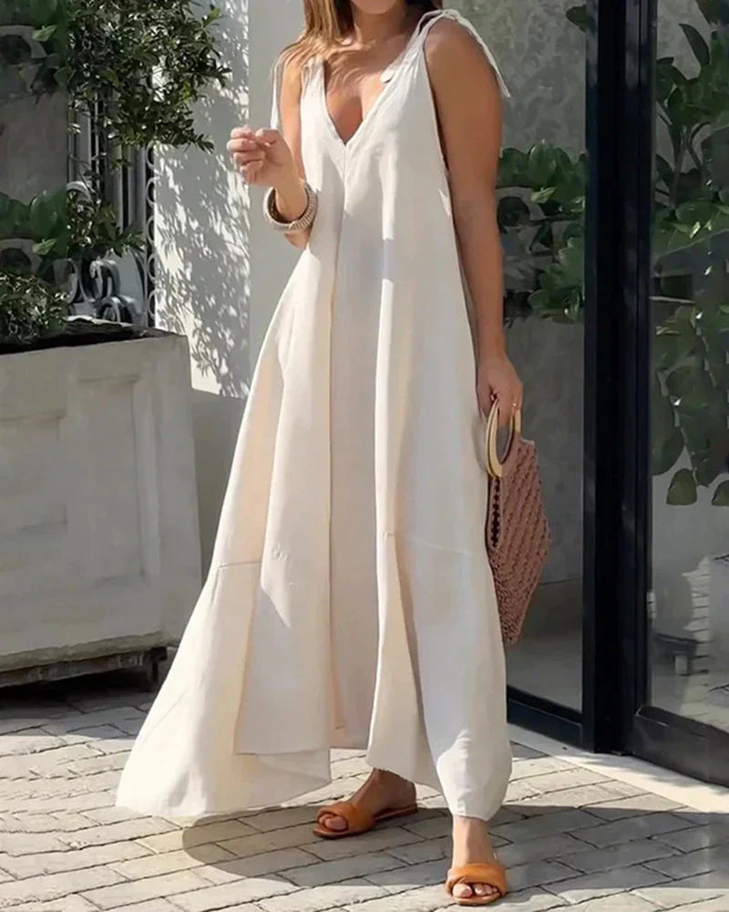 Strandjurk met V-hals en luchtige pasvorm – Krissy