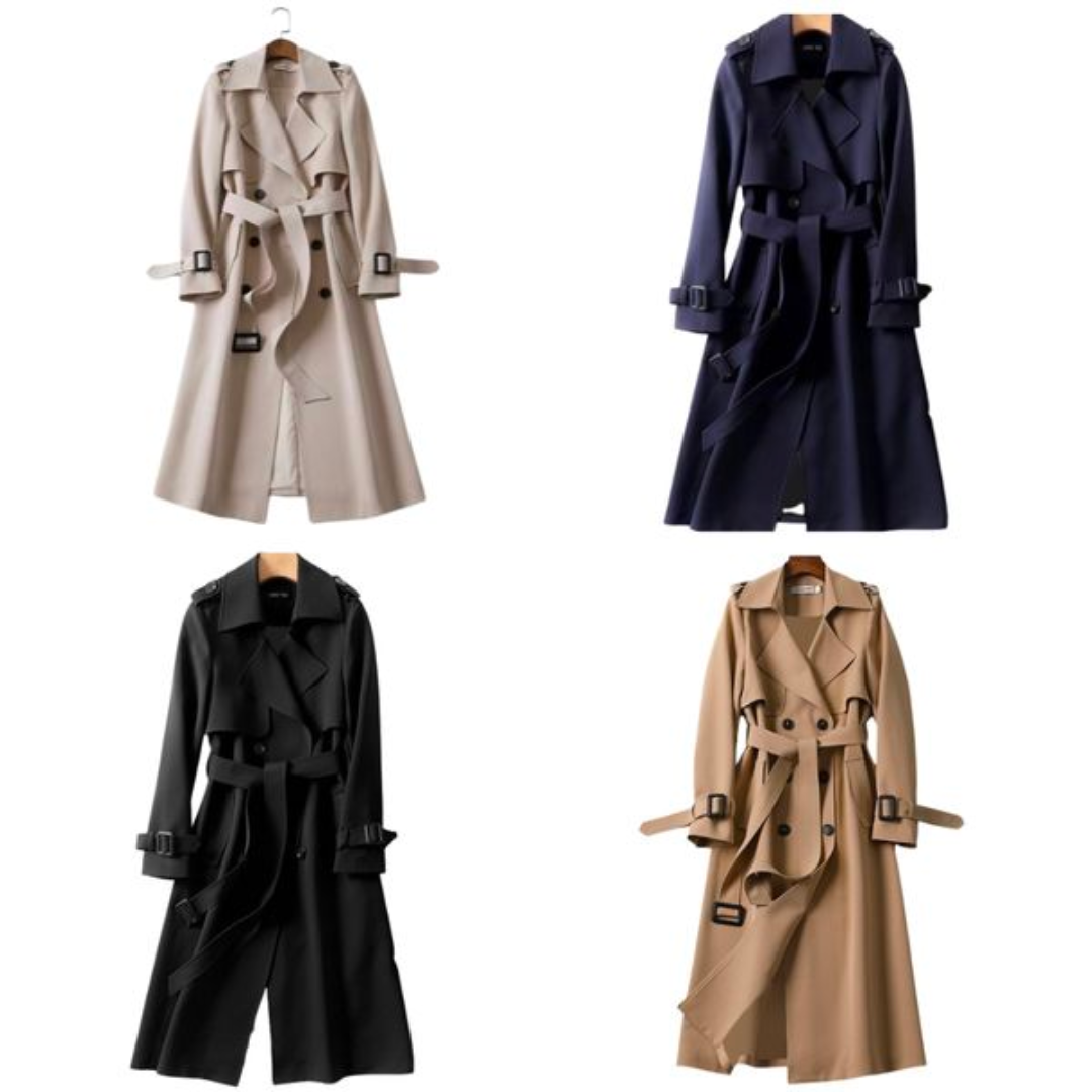 Trendy Dames Trenchcoat met Dubbele Knopen - Celina