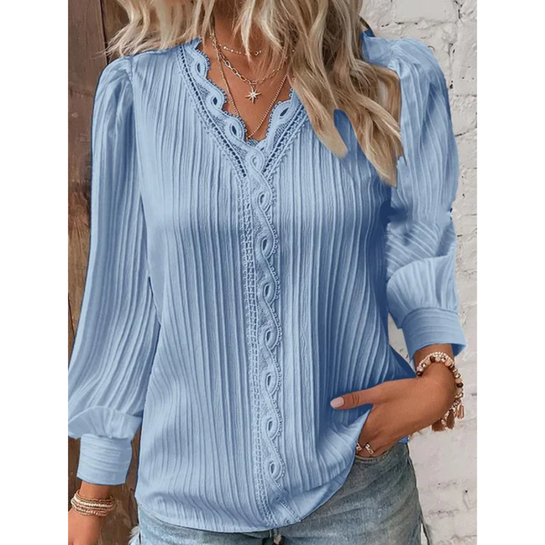 Stijlvolle damesblouse met V-hals en lange mouwen - Alvara