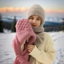 Warme Dames Muts met Geïntegreerde Sjaal - Nora