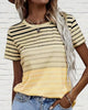 Gestreept dames T-shirt met ronde hals en kleurverloop – Melia