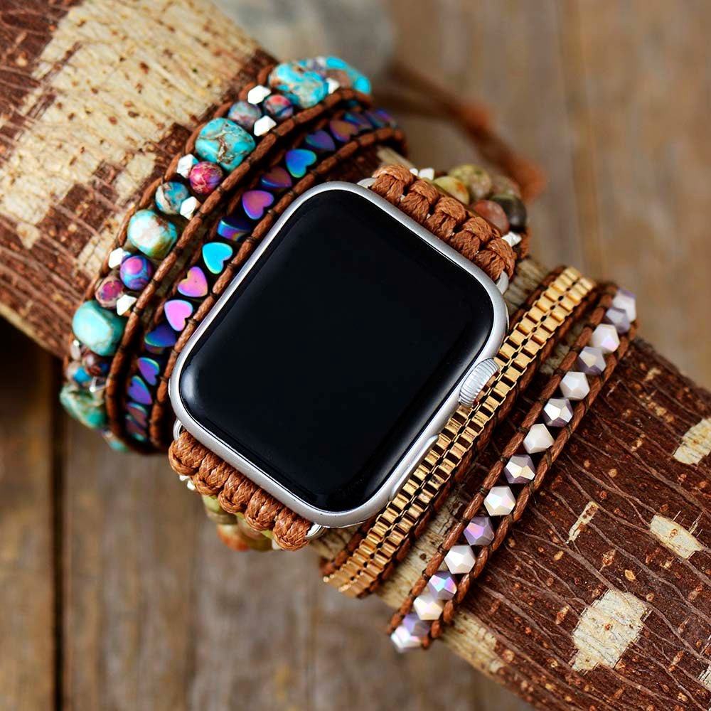 Jaspis & Onyx Bohemian Apple Watch Bandje - Lyra