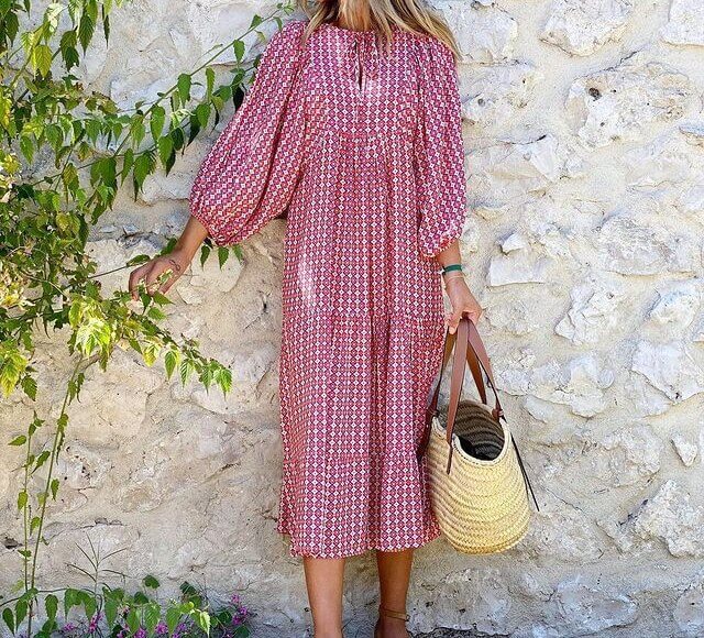 Bedrukte Maxi Jurk met Tailleband – Aurelia