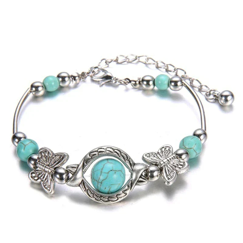 Turquoise Vlinder Kralenarmband | Met zeer gedetailleerde bedels