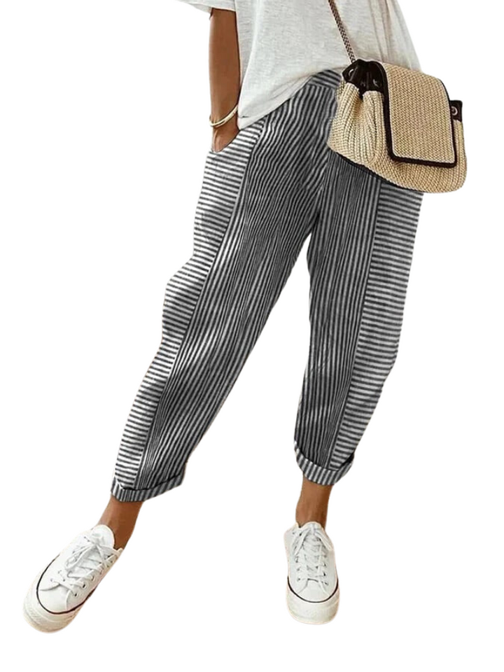 Gestreepte Katoenen Damesbroek - Amara