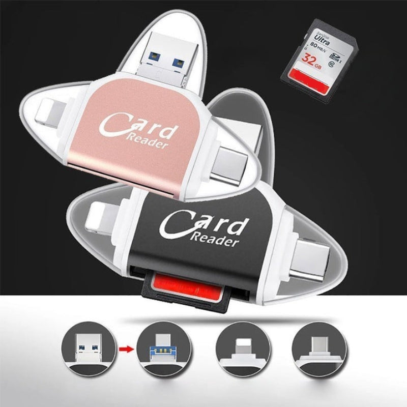 4-in-1 SD & TF Kaartlezer - FlexPort