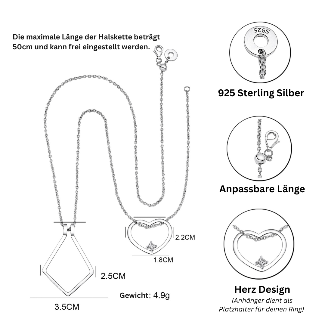 Ringhouder Hart Halsketting - Amelina