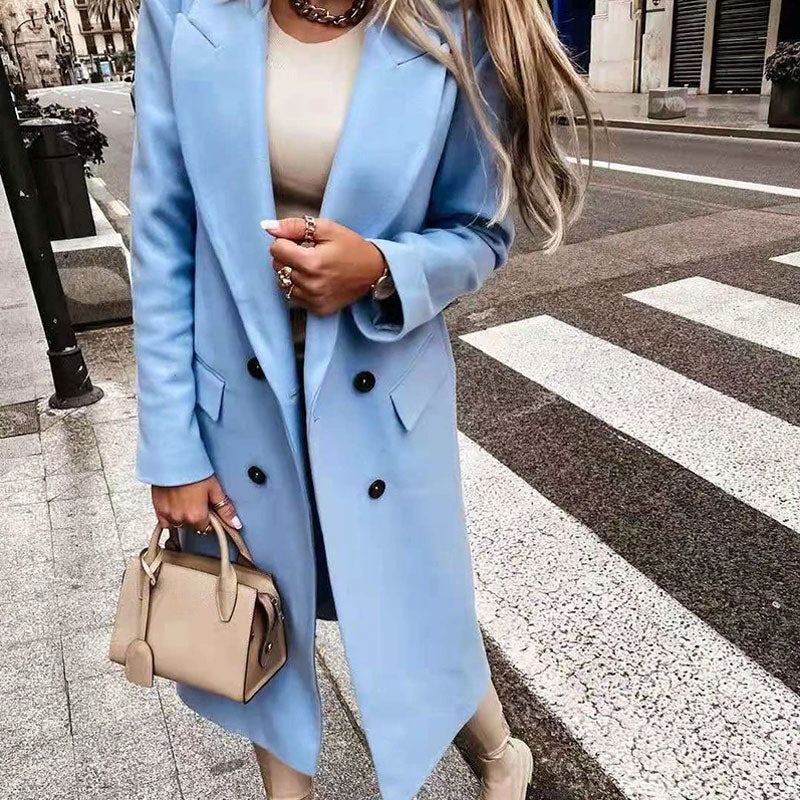 Lange damesjas met knoopsluiting – Helena