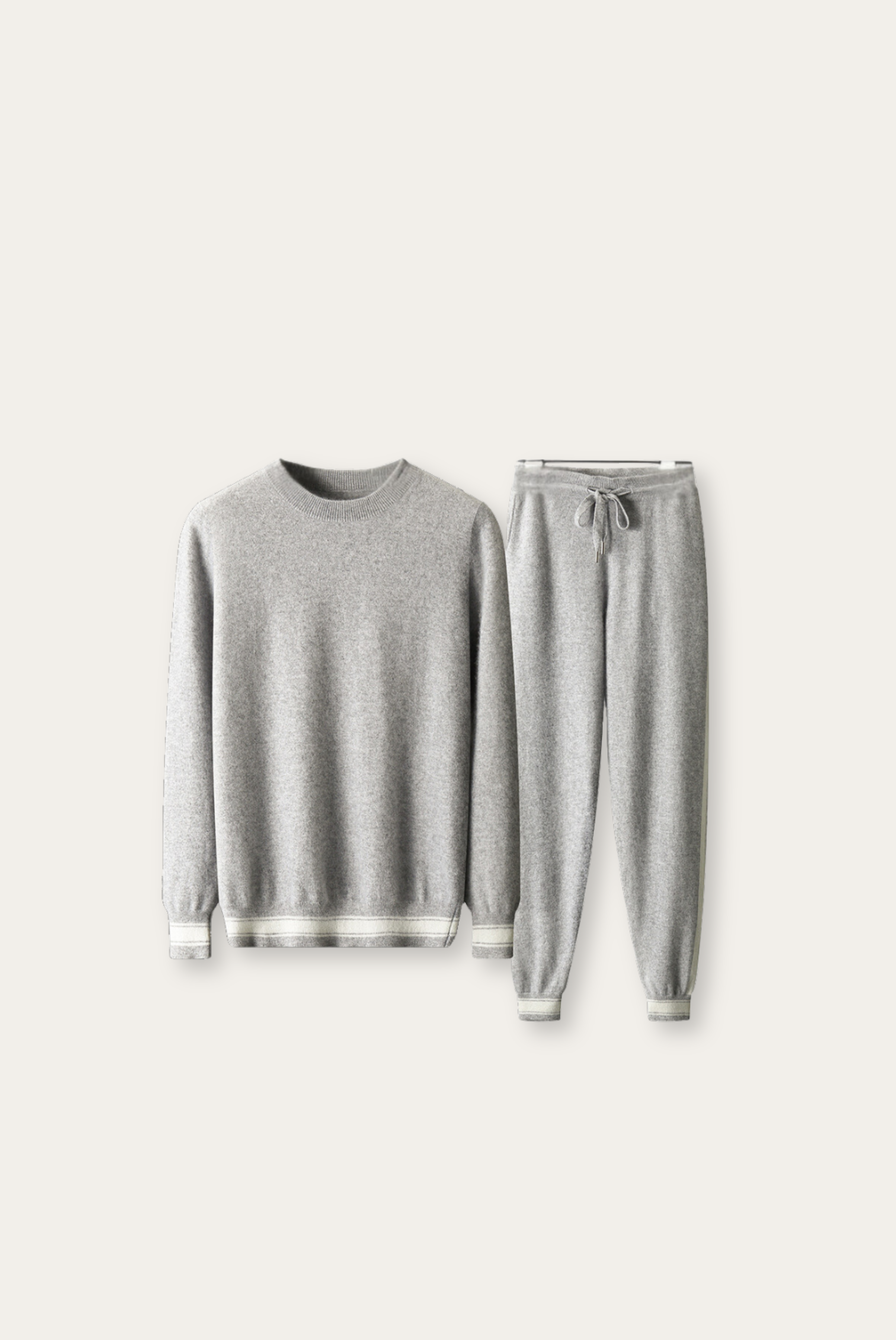 Lichtgrijze Kasjmier Merinowol Set – Romano