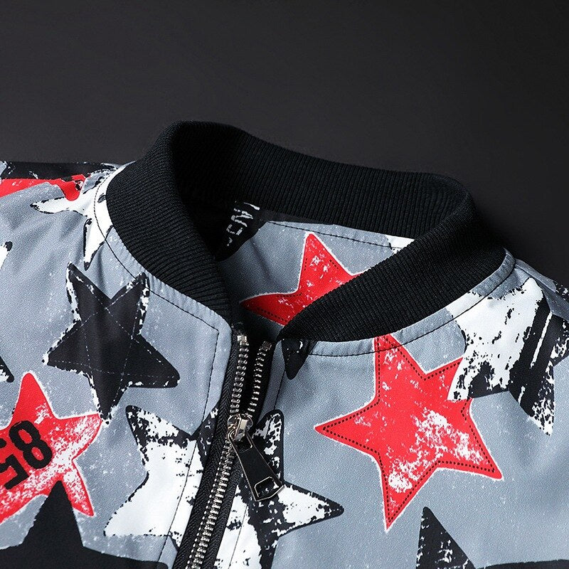 Heren Bomberjack met Abstracte Print - Enzo