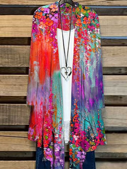 Lang Dames Vest met Bloemenprint – Liva