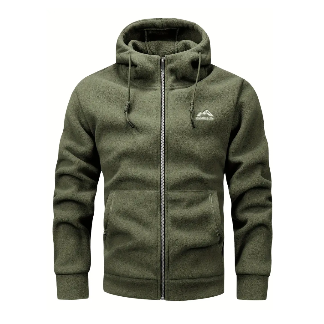 Heren fleecejack met capuchon en rits – Sören