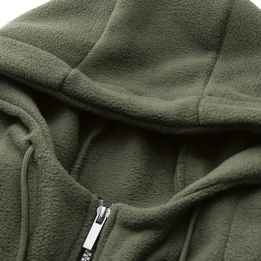 Heren fleecejack met capuchon en rits – Sören