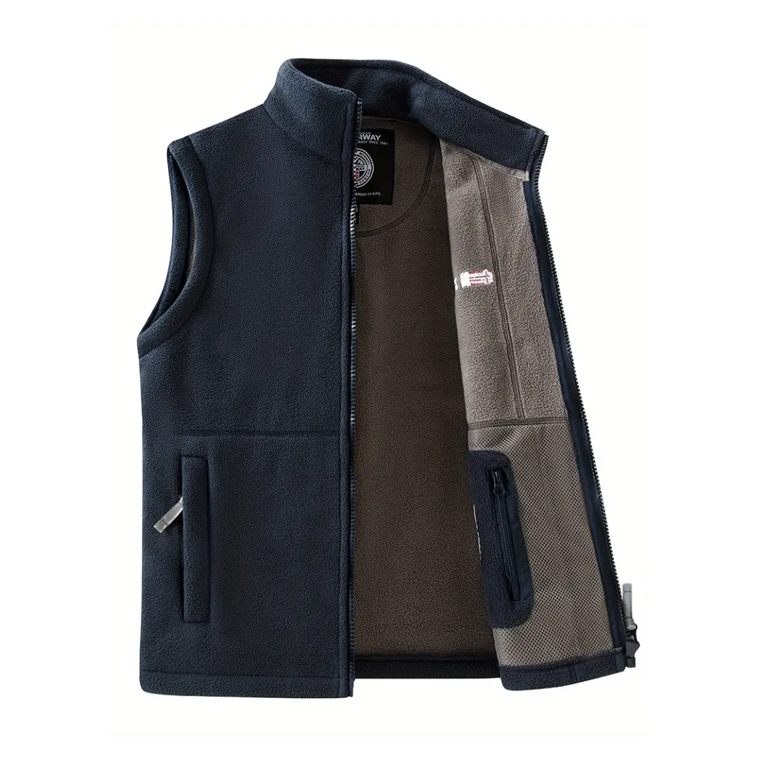 Heren Fleece Outdoor Vest – Gevoerd met Opstaande Kraag – Kaspar