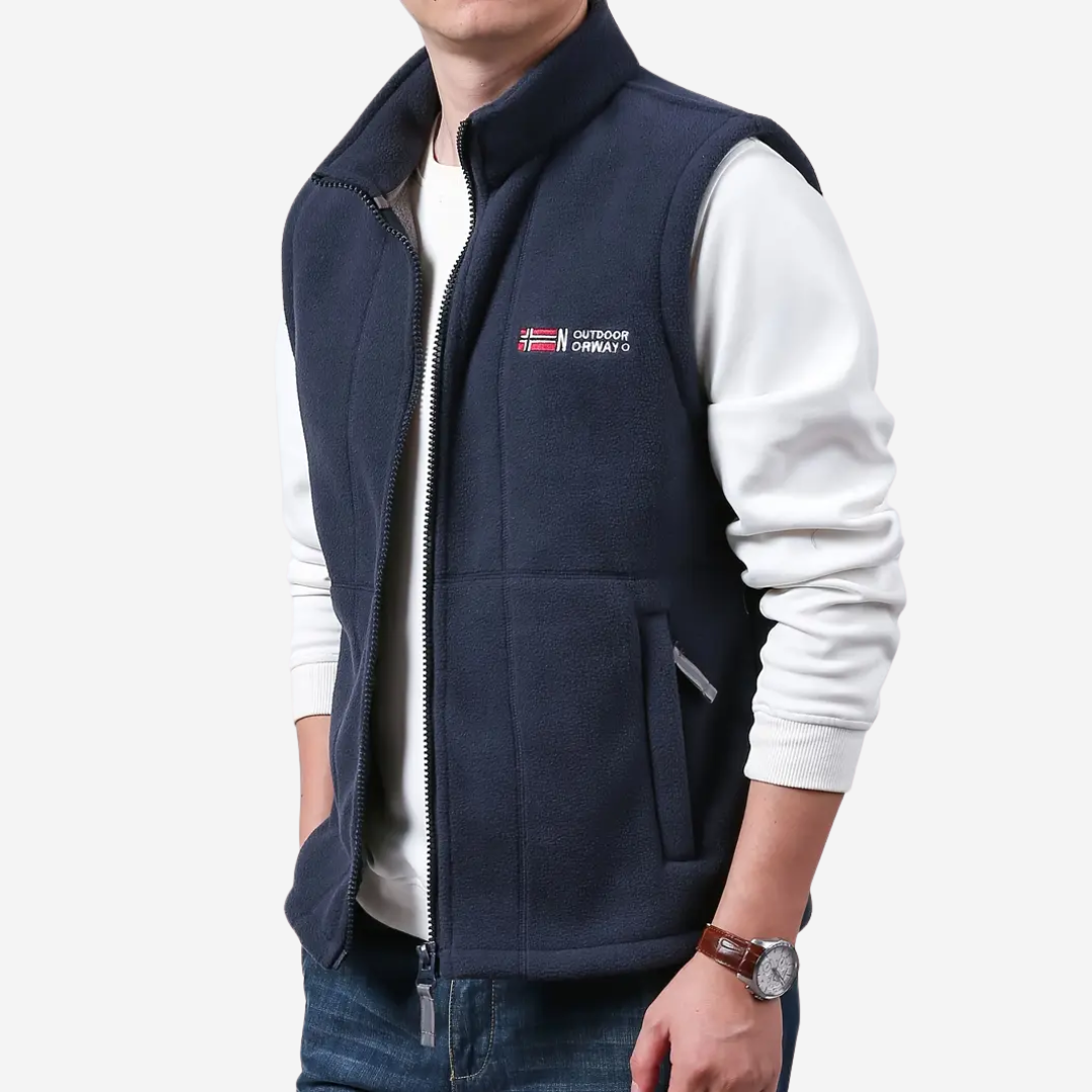 Heren Fleece Outdoor Vest – Gevoerd met Opstaande Kraag – Kaspar