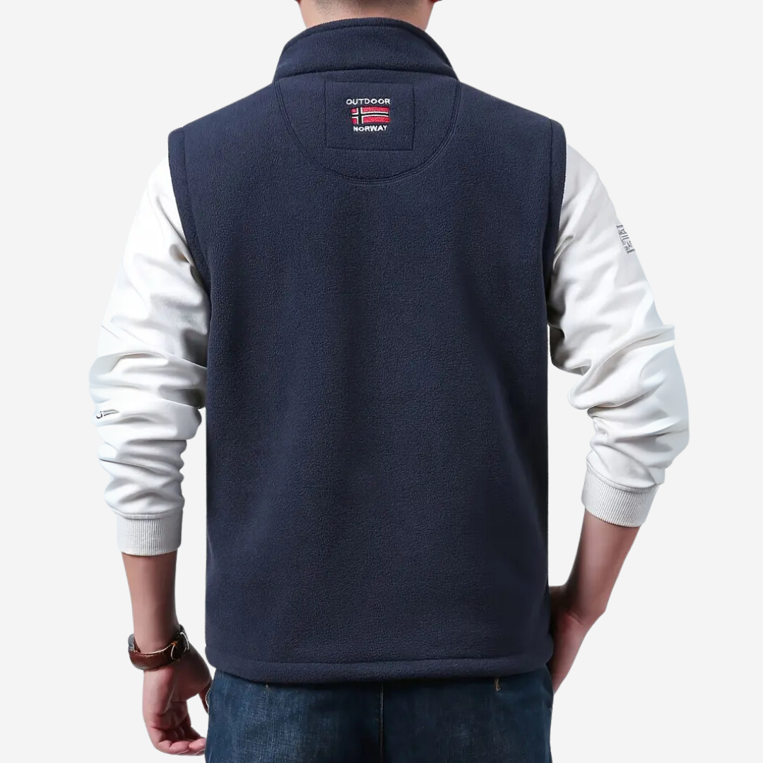 Heren Fleece Outdoor Vest – Gevoerd met Opstaande Kraag – Kaspar