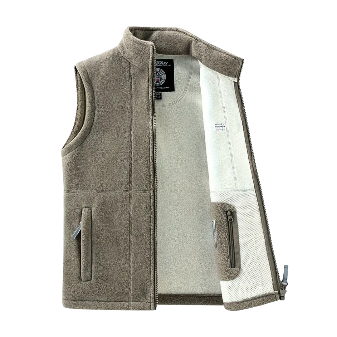 Heren Fleece Outdoor Vest – Gevoerd met Opstaande Kraag – Kaspar