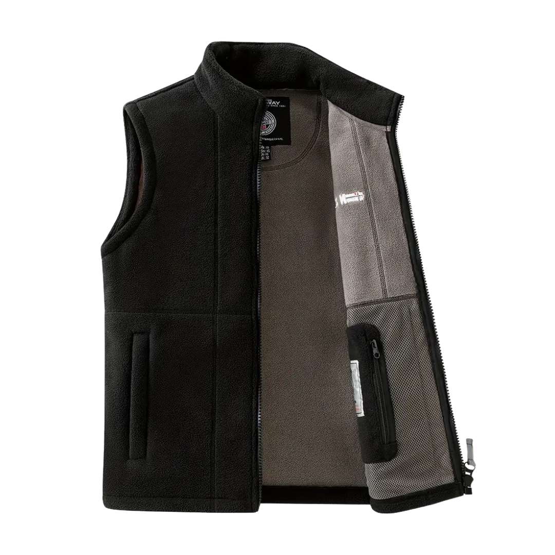 Heren Fleece Outdoor Vest – Gevoerd met Opstaande Kraag – Kaspar