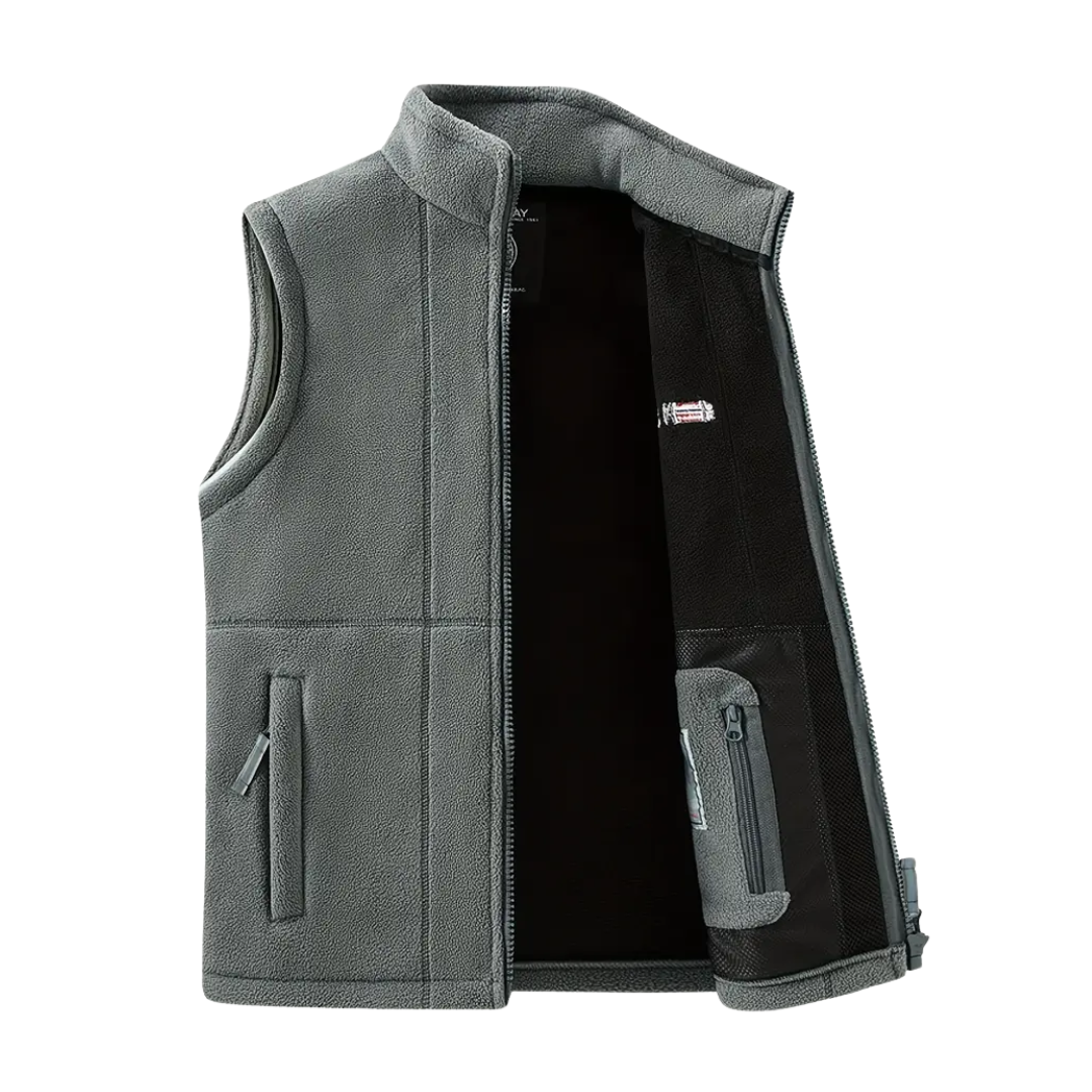 Heren Fleece Outdoor Vest – Gevoerd met Opstaande Kraag – Kaspar