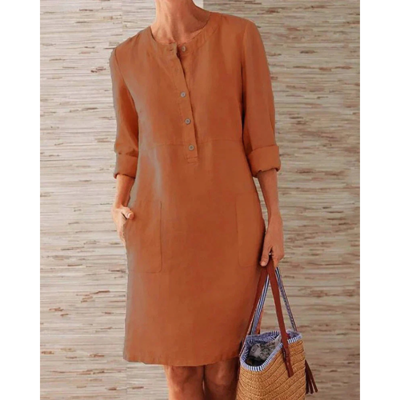 Stijlvolle jurk met zakken & ronde hals – Niva