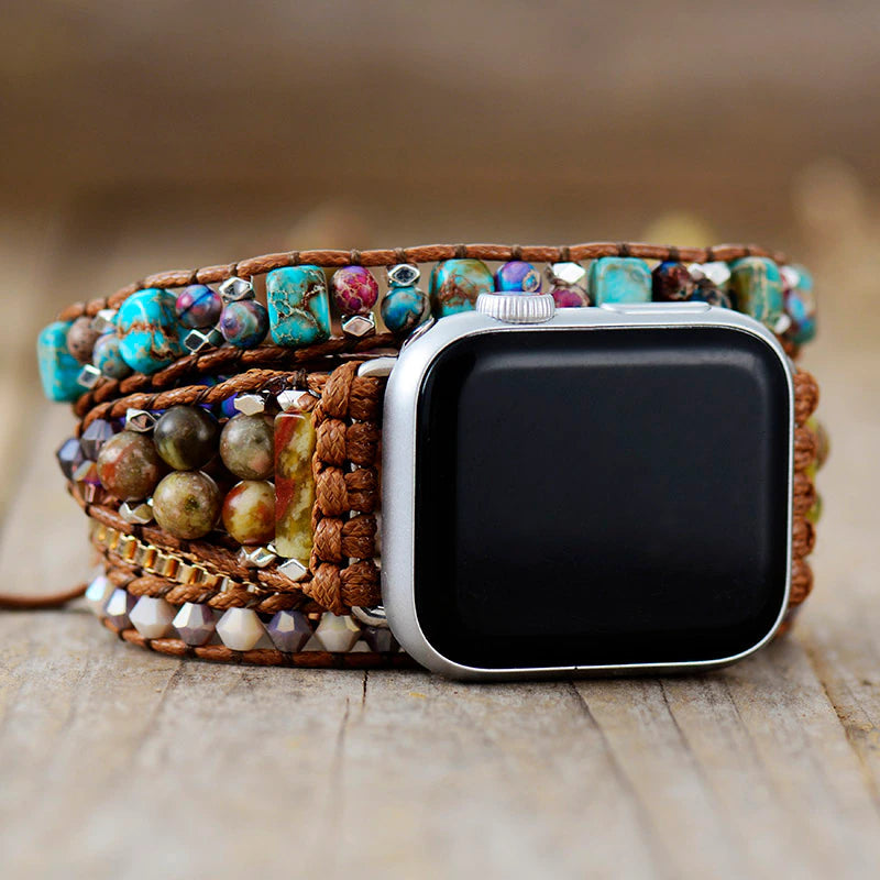 Jaspis & Onyx Bohemian Apple Watch Bandje - Lyra