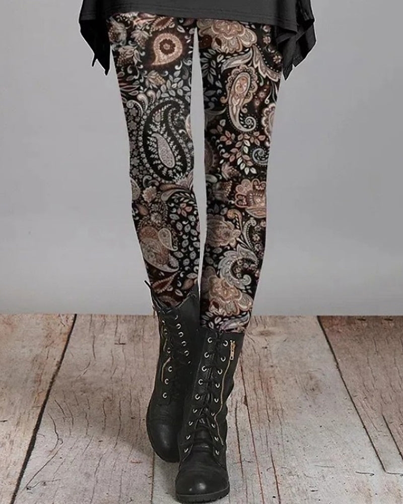Bohemian Retro Leggings met Etnische Prints – Ziva