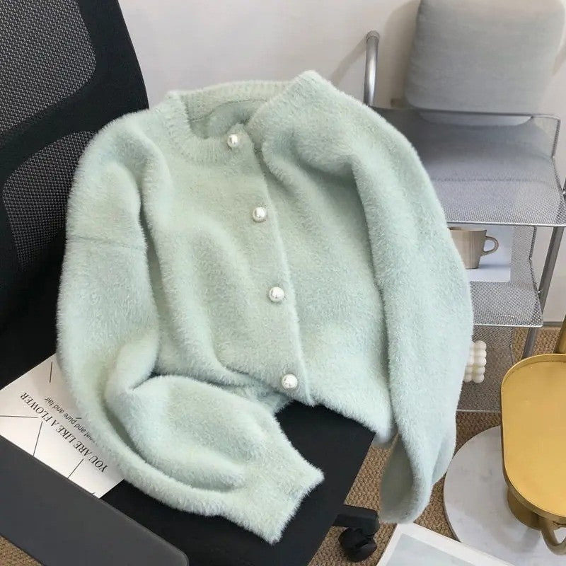 Los Gebreid Damesvest met Ronde Hals - Sophie