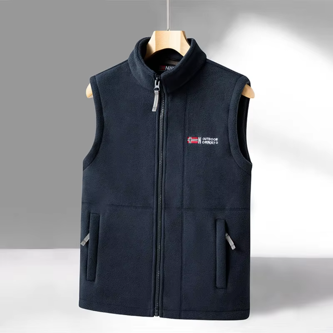 Heren Fleece Outdoor Vest – Gevoerd met Opstaande Kraag – Kaspar
