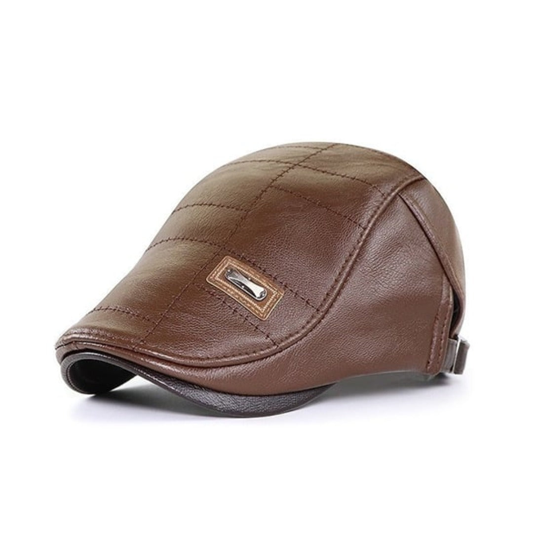 Retro Heren Leren Baret - HeritageCap