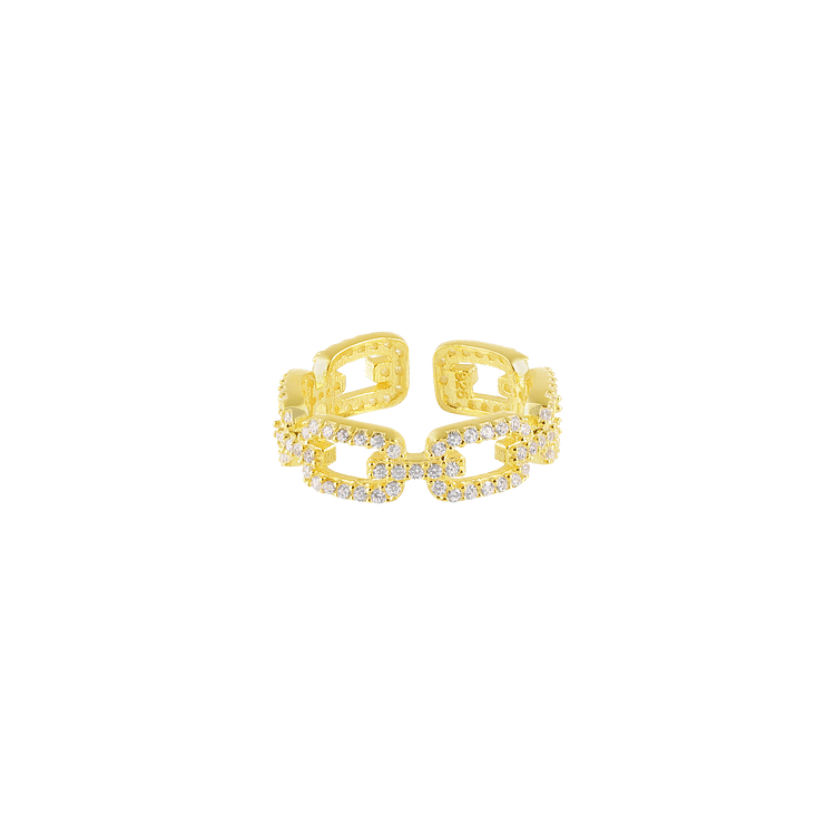 Gouden Schakel Ring met Zirkonia - Marina