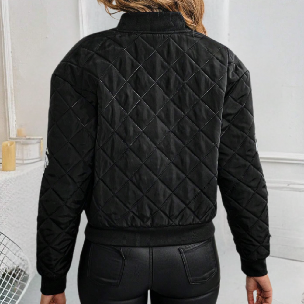 Trendy Zwarte Dames Bomberjack met Rits - Rivka