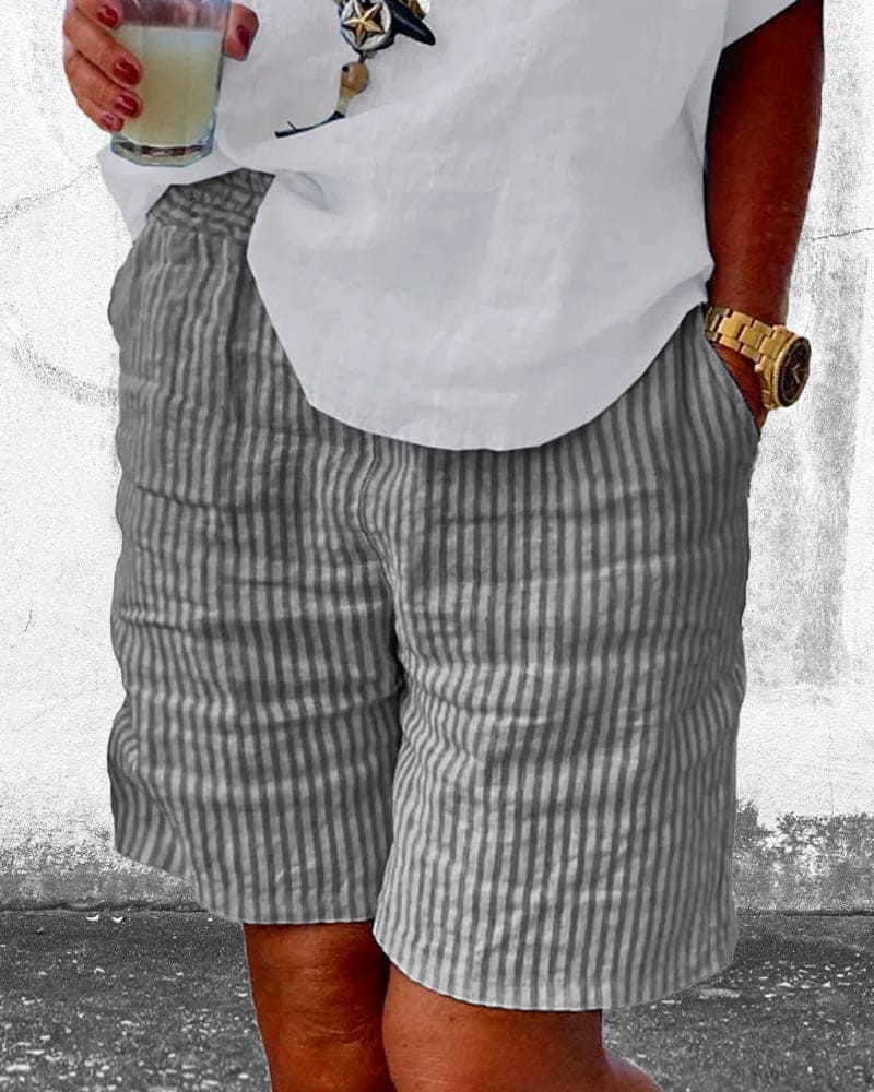 Gestreepte Katoen-Linnen Dames Shorts – Nina