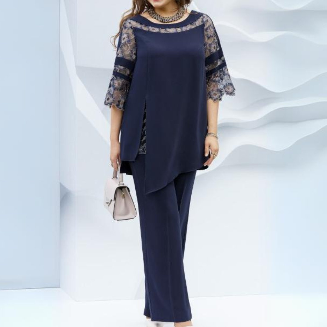 Tweedelige Donkerblauwe Damesset – Isaline