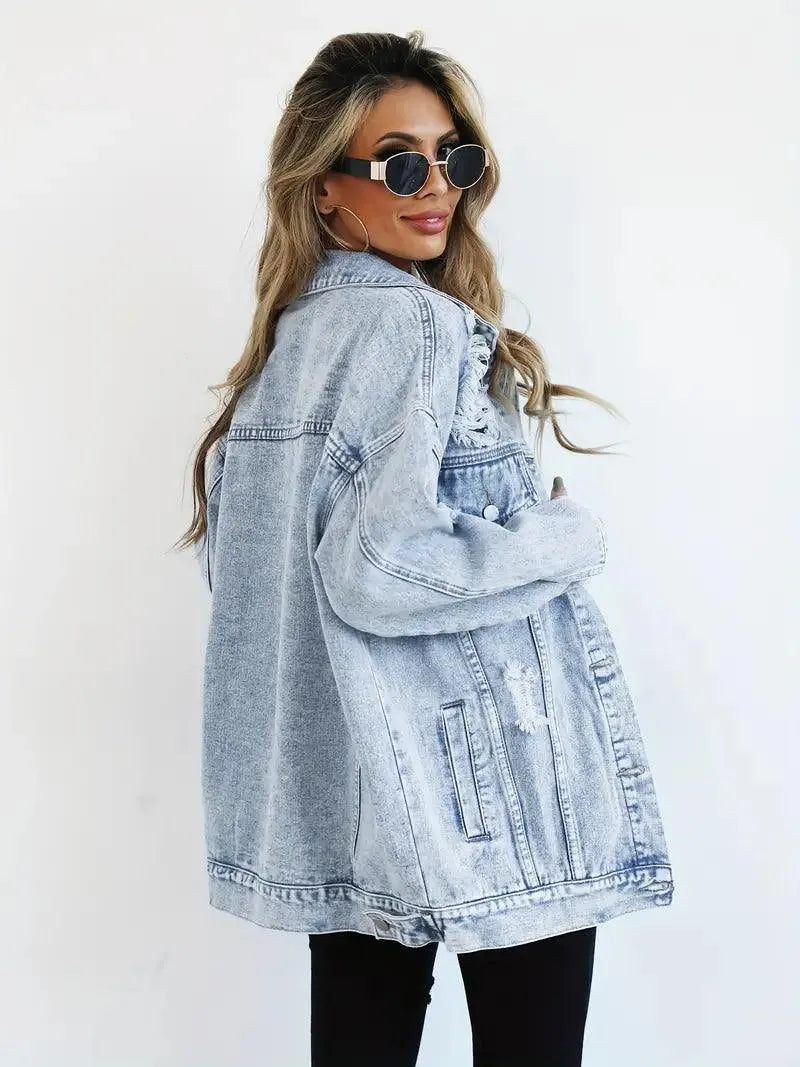 Waterdichte & Gevoerde Oversized Dames Jeansjack – Talia