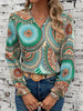 Damesblouse met bloemenpatroon & V-hals voor lente & herfst – Selina