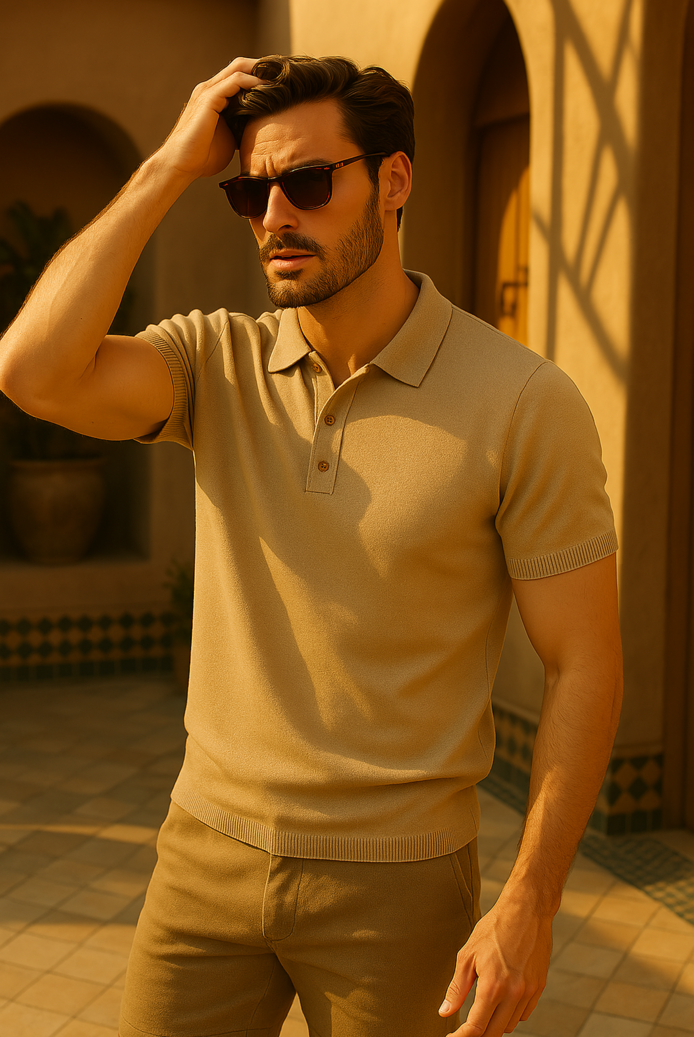 Stijlvol herenpoloshirt van kasjmier-merinowol – Caelan